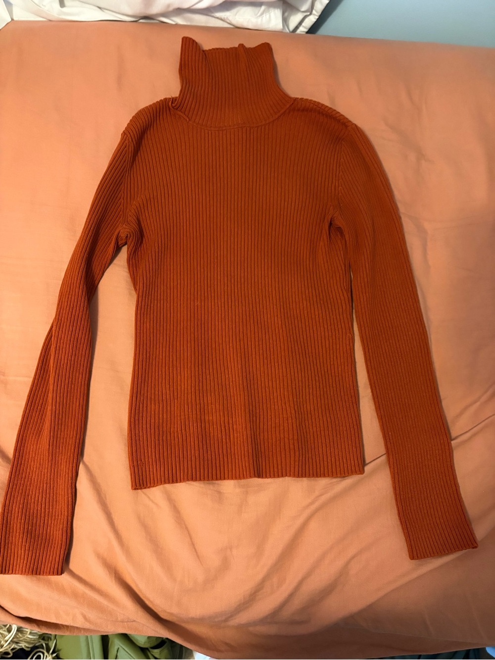 Chico's Ribbed Turtleneck Sweater in Rust Orange